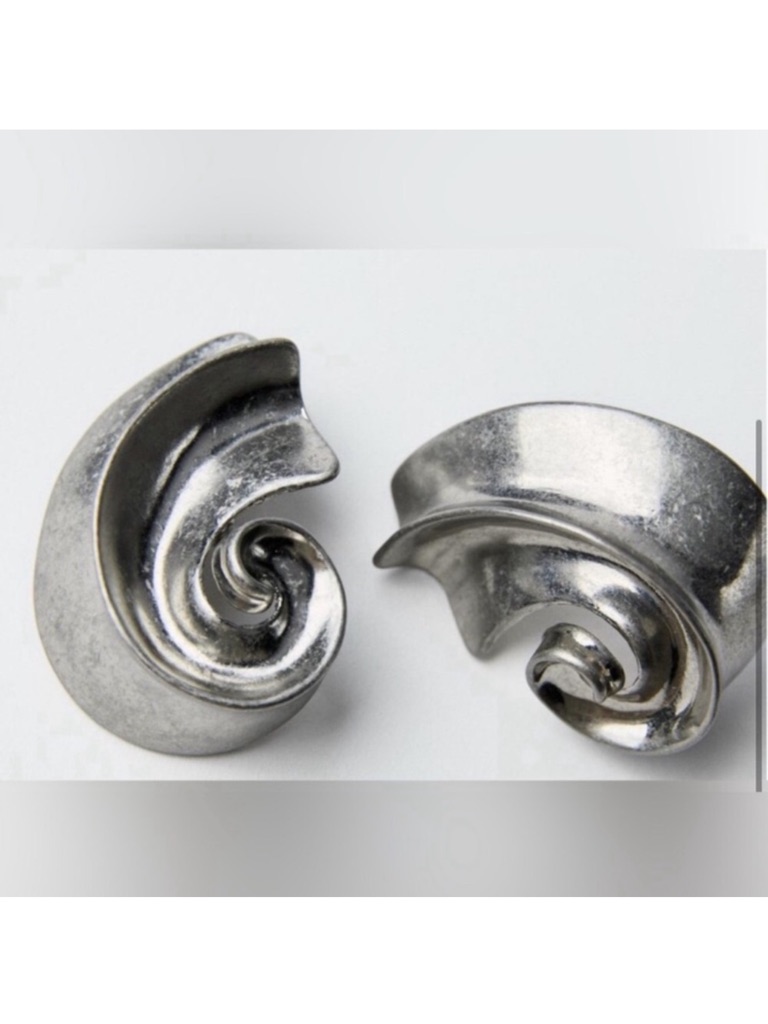 Silver Semicircular Earrings New 35$